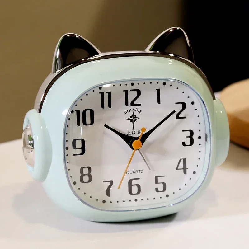 

Милый будильник с кошачьими ушками, модный студенческий бесшумный ночник, музыкальный инструмент для пробуждения, современный подарок для детской спальни
