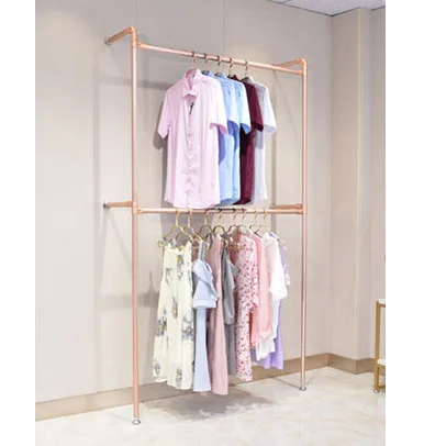 Rose Gold Wall Mounted Clothes Hanger Rack Metal Buy Clothing Rack Clothes Store Display Stand