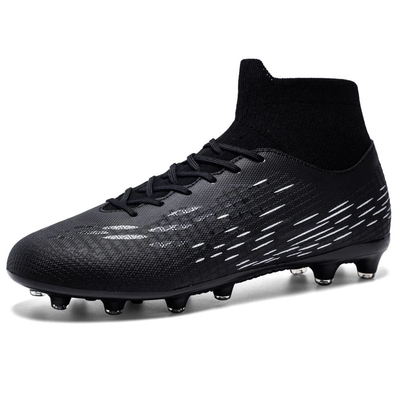 Soccer Shoes for Men Sport Long Spike High Top Male Training Ankle Boot Black Green Man Teenagers Football Sneakers