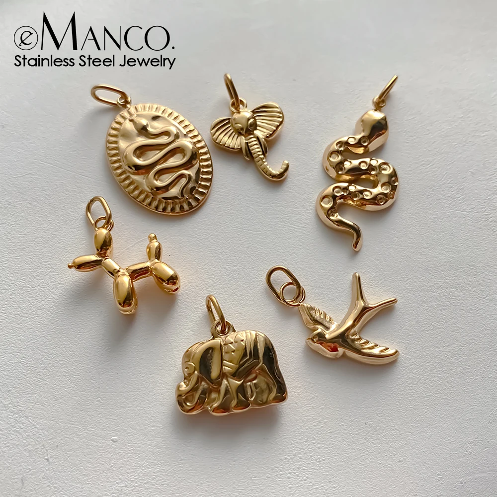 EMANCO Edelstahl Tier-Schlangen-Anhänger DIY Charms für Halsketten, Armbänder, Schmuckherstellung, DIY-Schmuck