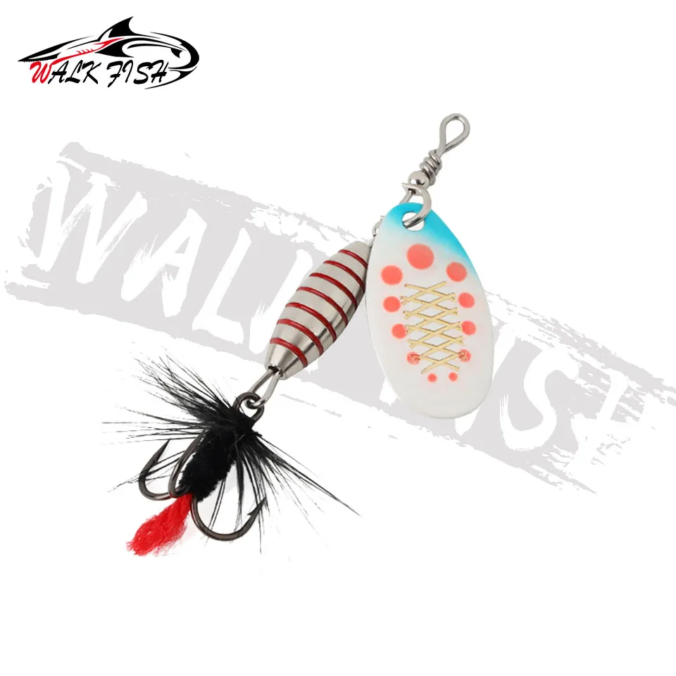 WALK FISH 낚시 미끼 회전 스팽글 스푼 스피너, 황동 고탄소강 후크, 워블러 베이스 페스카, 3.7g, 5.3g, 8.2g, 10.5g