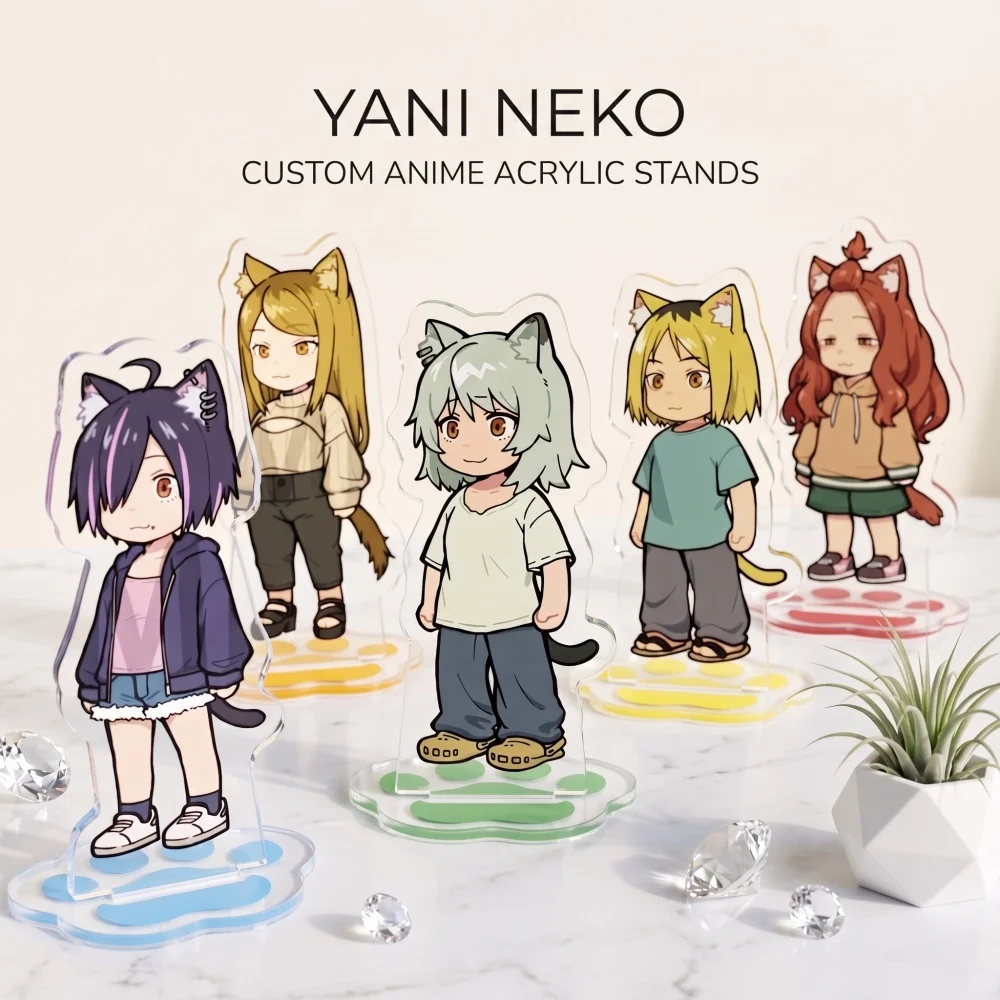 Yani Neko acrylic stand keychain Yani Neko Momo Kii Rin q version cute desktop decor