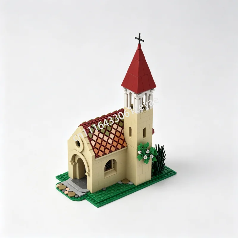 823Pcs Little Village Church Moc Architecture Model Custom Building Blocks Diy Assembly Educational Toy Collection Display Gift