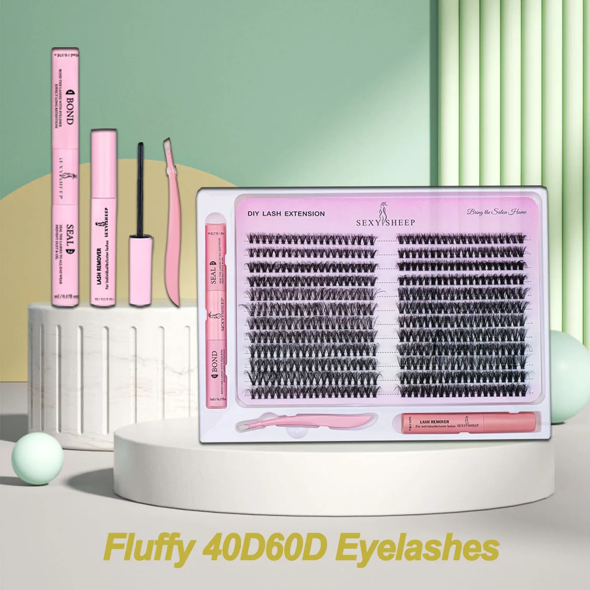 DIY ラッシュエクステンションキット ソフトでナチュラルなまつげ 個別まつげキット ラッシュボンド&シールとラッシュピンセット付き ラッシュボンドリムーバー