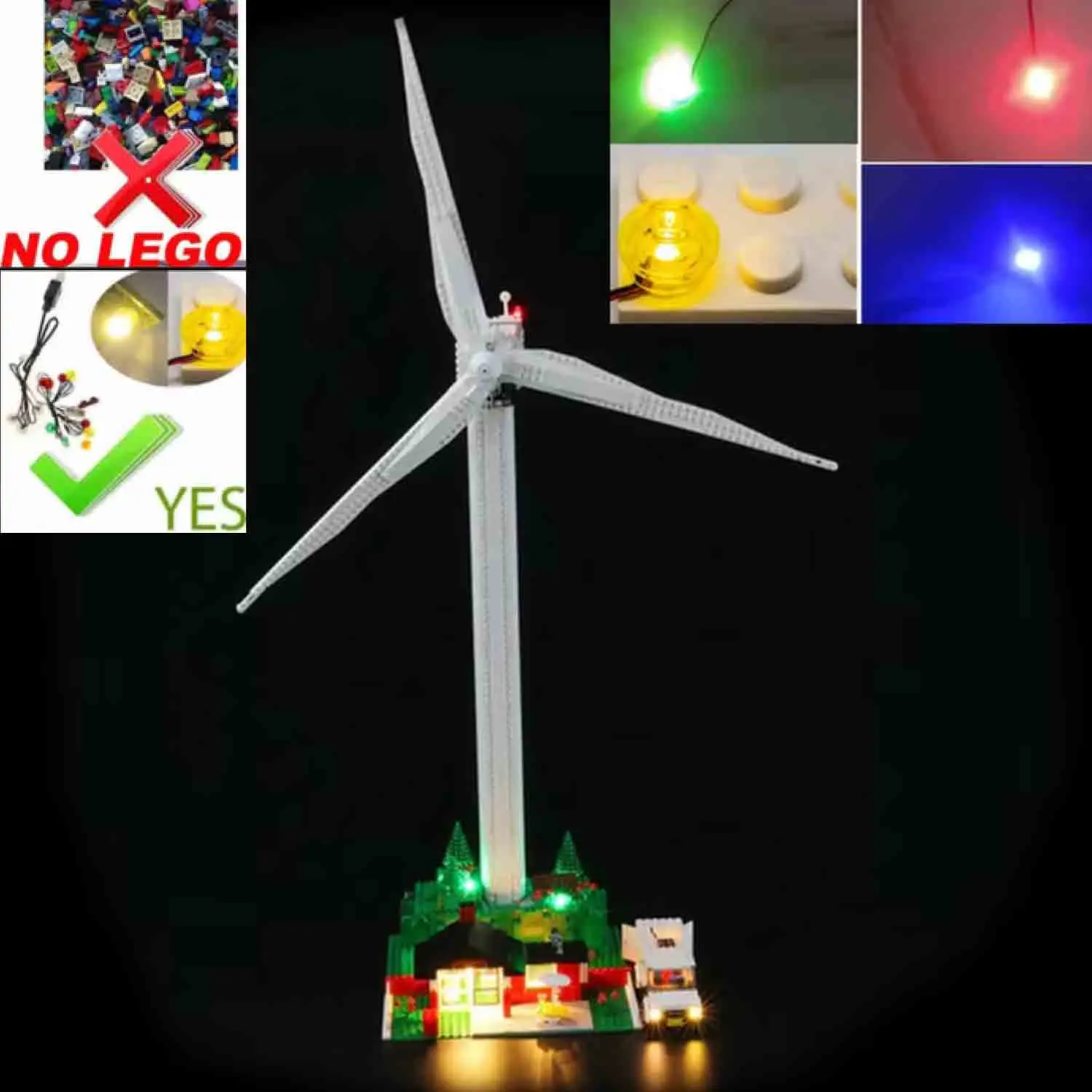 USB Lights Set for Lego 10268  Expert Vestas Wind Turbine Blocks Building Set - (NOT Included LEGO Model)