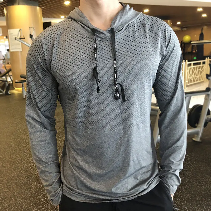 Men's Loose Casual Sweat-absorbing Running Shirt Hoodie Training Quick-drying Fitness Clothes Thin Comfortable Skin-friendly