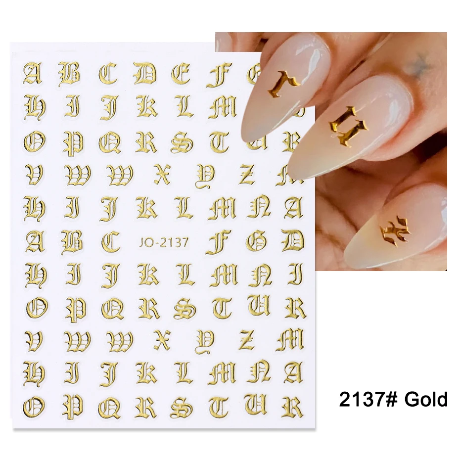 ステッカー-ネイルアート,ステッカー,ステッカー,古い英語のフォント,黒い数字,タトゥーデザイン,ウォータースライダー,マニキュアラップ,デカール,CHJO-2137