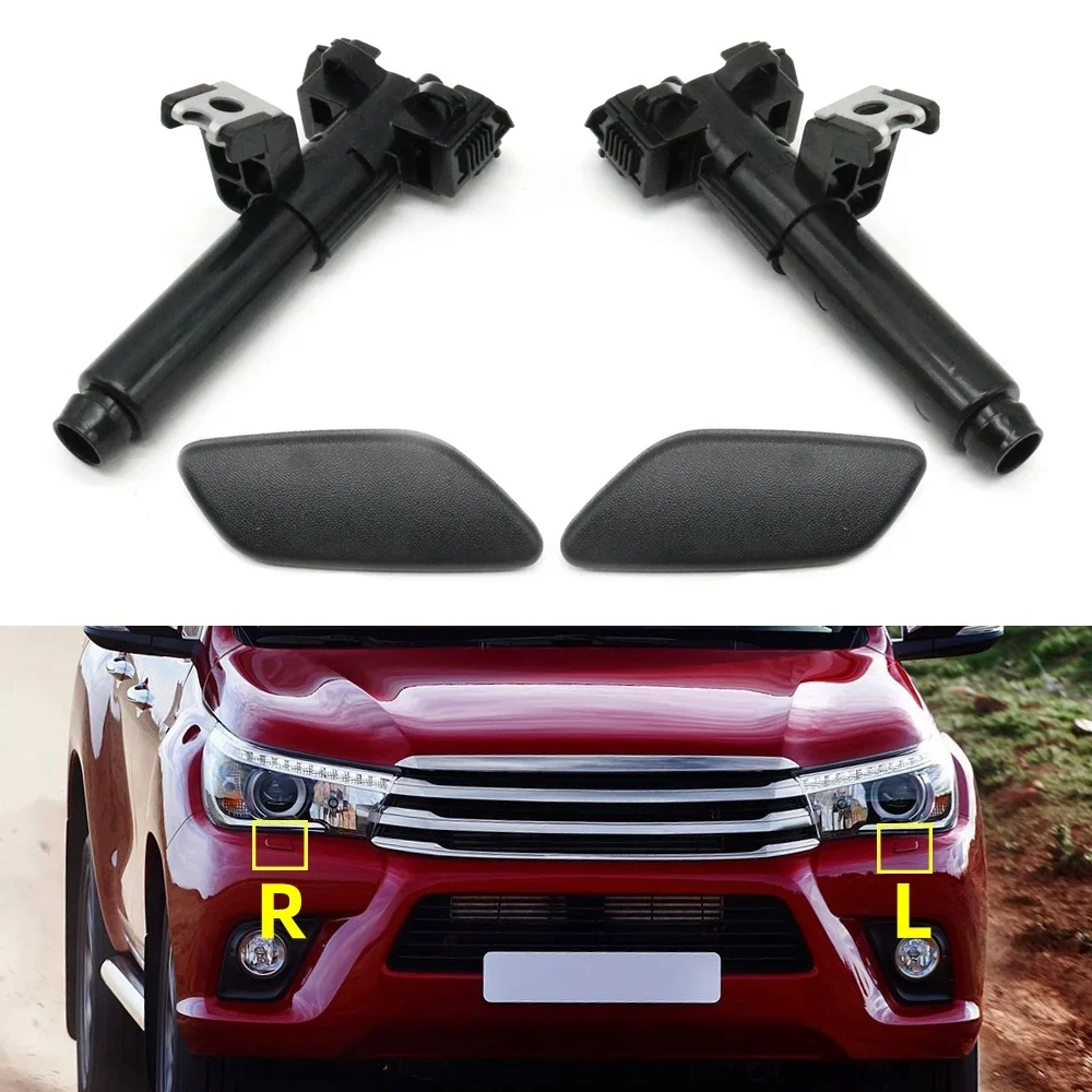 

Car Front Headlight Washer Sprayer Headlamp Washer Spray Nozzle Jet Cap Cover For Toyota Hilux 2015-2018