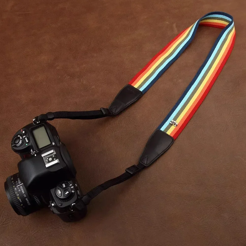 Camera Strap Cotton Colored Striped Adjustable Cross Body Mirrorless Camera Neck Strap Digital Photography Camera Shoulder Strap