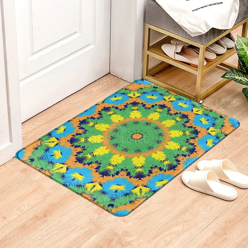 House entrance carpet Home door mat Living Room Bath Foot bathroom non-slip water absorption rugs bath green plant leaf decor