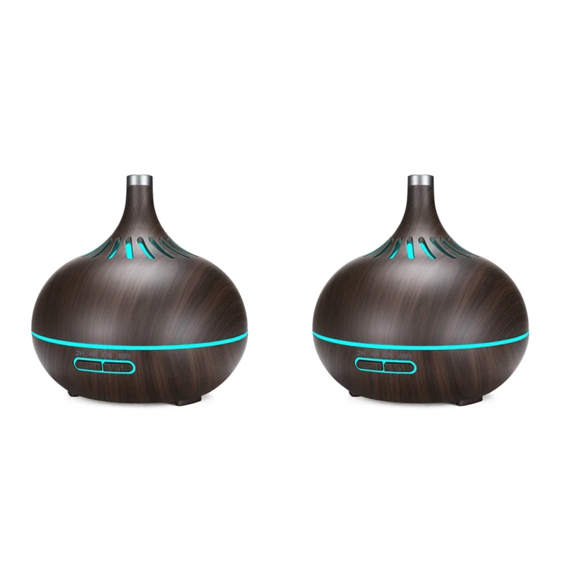 

2X Smart Wifi Air Humidifier Essential Oil Diffuser Works With Alexa & Google Home Deep Wood EU Plug