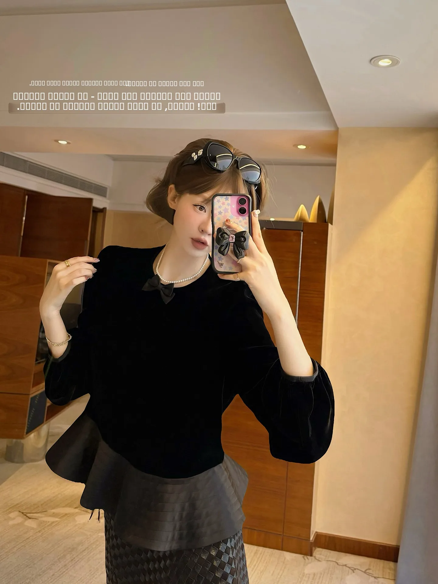 

Vimas Romantic Bla Swan Silk irt Vintage Feel True Silk Velvet Girl in Castle Commute Sle Long Sve Knot