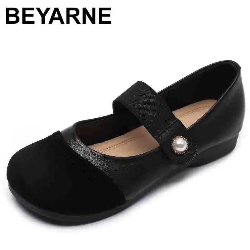 High Quality Cowhide Color Blocking Splicing Women Flat Shoes 2024New Low Top Soft Sole Comfort Large Size Flats Tide