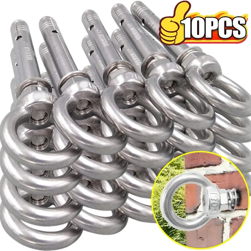 

M6 Stainless Steel Lifting Eye Bolt Expansion Bolt Wall Concrete Anchors Nuts Screw Eye Hooks Fastener Garden Hanging Hook Ring
