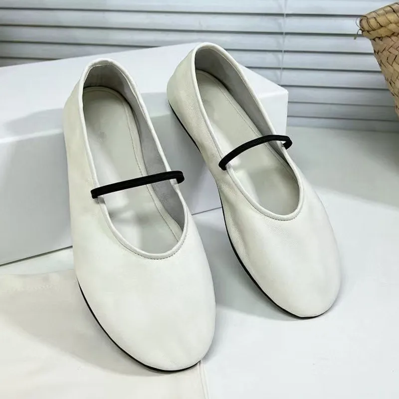 

Ma Pi Mary Zhen Shoes for Women Grandma Shoes for Women Shallow Mouth Genuine Leather Flat Ballet Single Shoes
