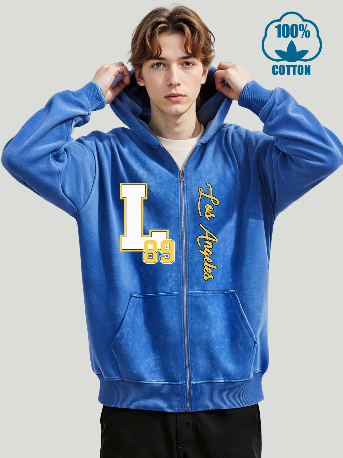 ضخمة L ورقم 89 الطباعة غسلها جاكيت زيبرا رجالي خمر هوديس لينة موضة الملابس القطنية للجنسين ملابس رياضية كاجوال #1