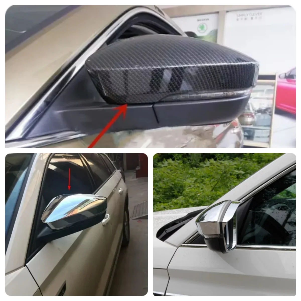 

Abaiwai 3d sticker For Skoda Kodiaq 2017-2020 Car Side Door Rearview/turning Mirror Rain Eyebrow Frame Panel Abs Chrome 2 Pcs