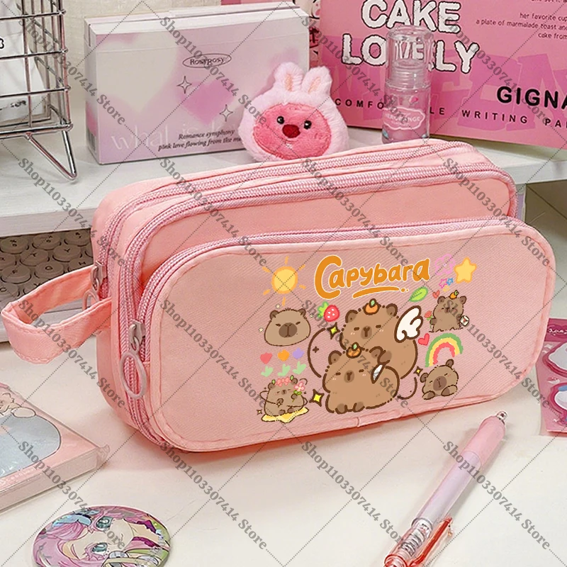 

Пенал-косметичка для школьников с мультяшным принтом Капибара, большой вместимости, для девочек, милый пенал для хранения канцелярских принадлежностей, школьные принадлежности для детей