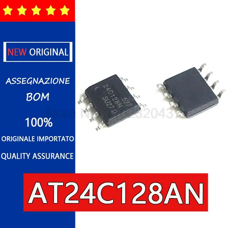 5pcs AT24C128 24C128 AT24C128N AT24C128AN SOP-8 EEPROM memory IC, block chip EEPROM memory SMD