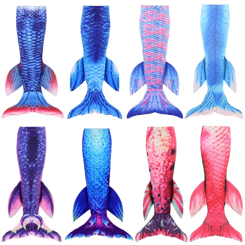 Kids Children Little Mermaid Tail Costume,Girl Swimmable Monofin Bikini Bathing Swimsuit Set Mermaid Tails for Swimming Cosplay