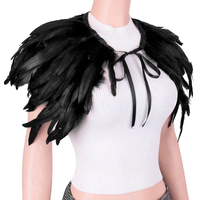 x4yc女性用エレガントなフェザーショール1920年代のコスプレ向けの調整可能なショルダーラップ