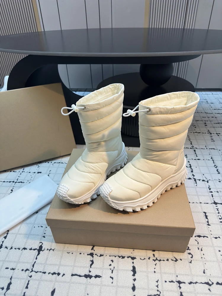 

Spenneooy Autumn Winter 2025 New style Retro Style Pull rope Round head Design Woman Fashion white warm Short boots