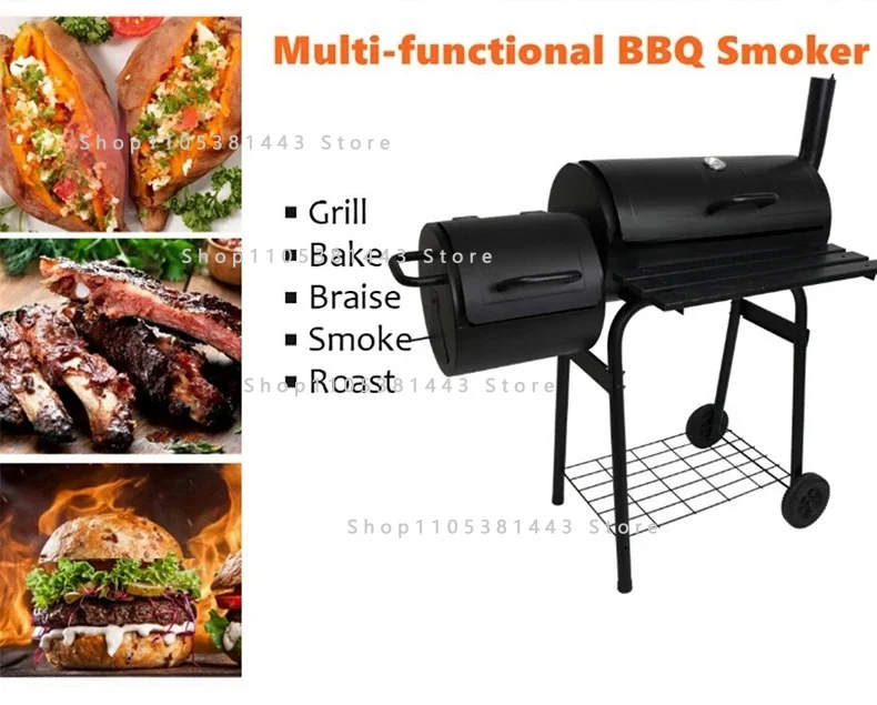 Camping Charcoal Grill Double Sided Large Charcoal Smoked Barbecue Grill Outdoor Household Thick American Style Barbecue Grill