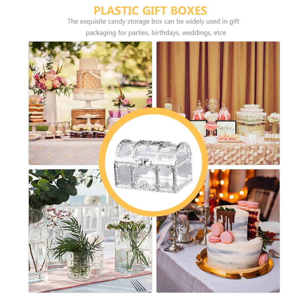 

5Pcs Wedding Candy Boxes Creative Treasure Chest Design Safe Plastic Storage Box for Party Gift Packaging Candy Boxes