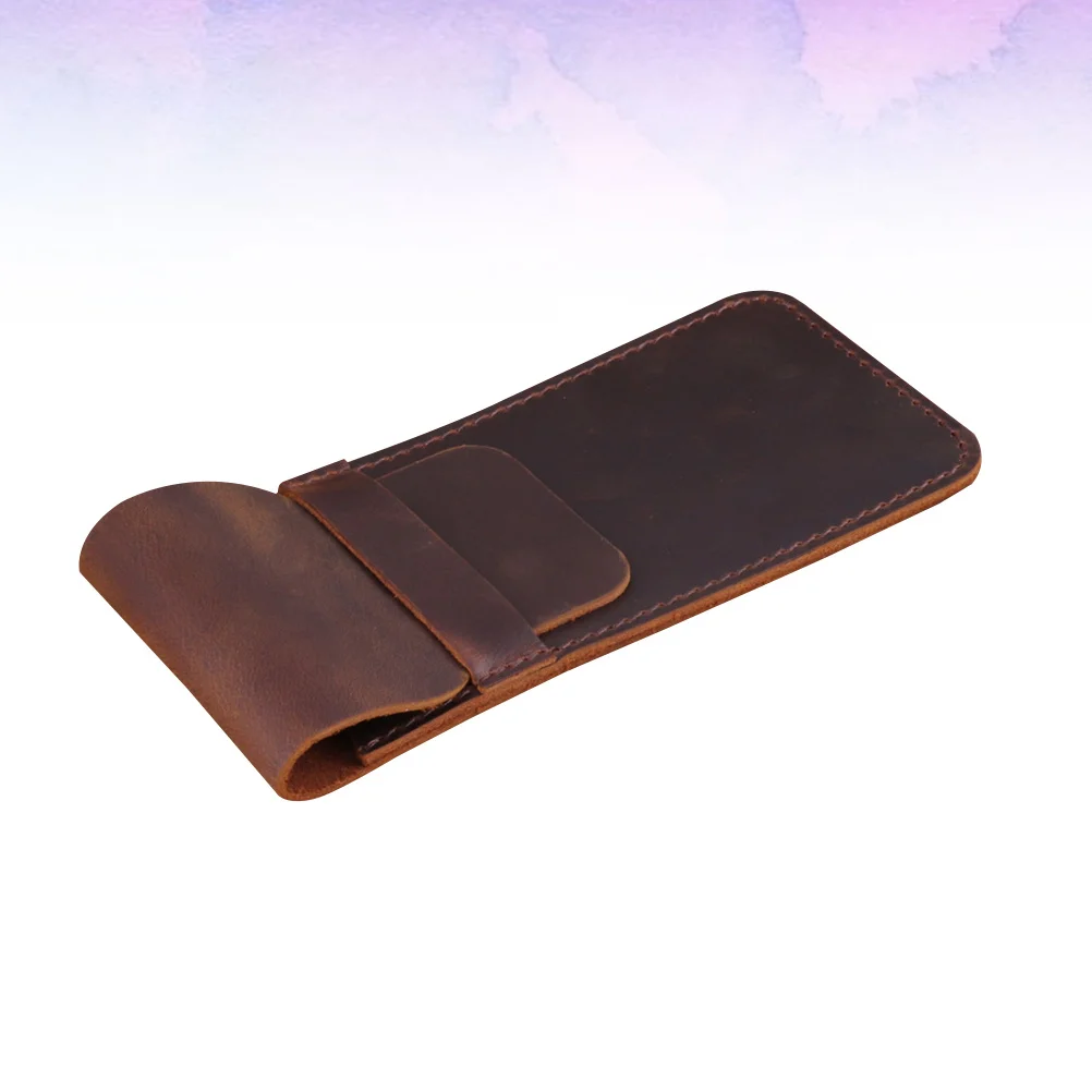 Vintage Pen Bag Stitched Pencil Case Brown Pen Pouch for Fine Writing Instruments Pencil Case