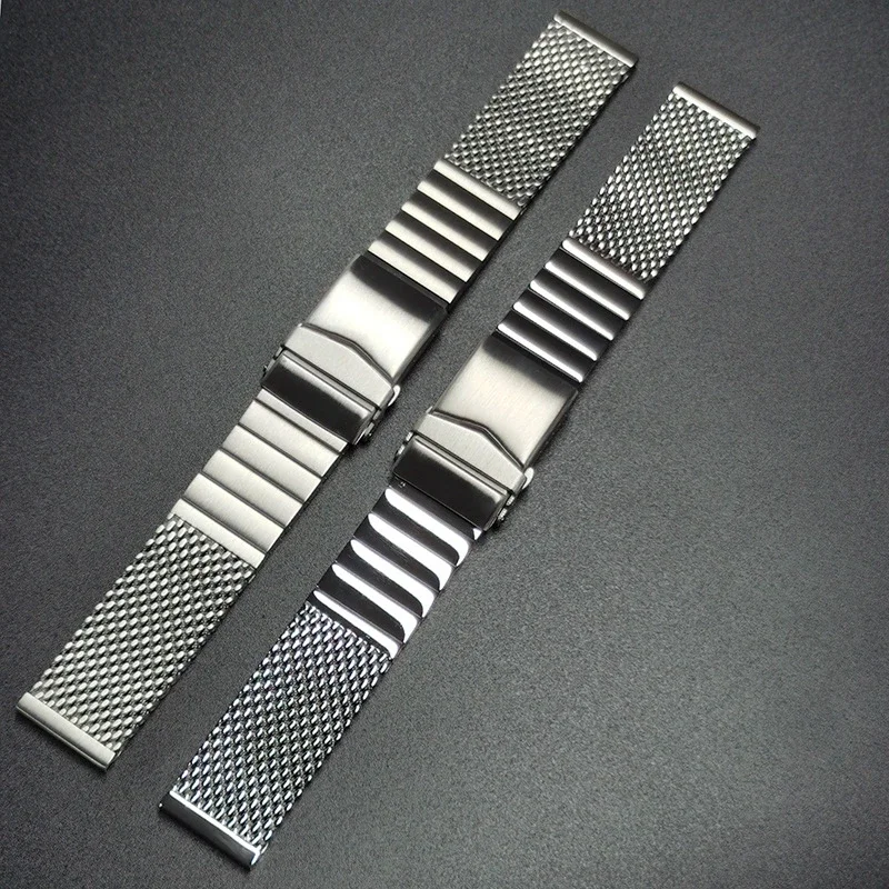 20mm 22mm Luxury Solid Stainless Steel Watch Band for Omega Seamaster Bracelet Adjust Deployment Buckle 4.5mm Thickness Strap