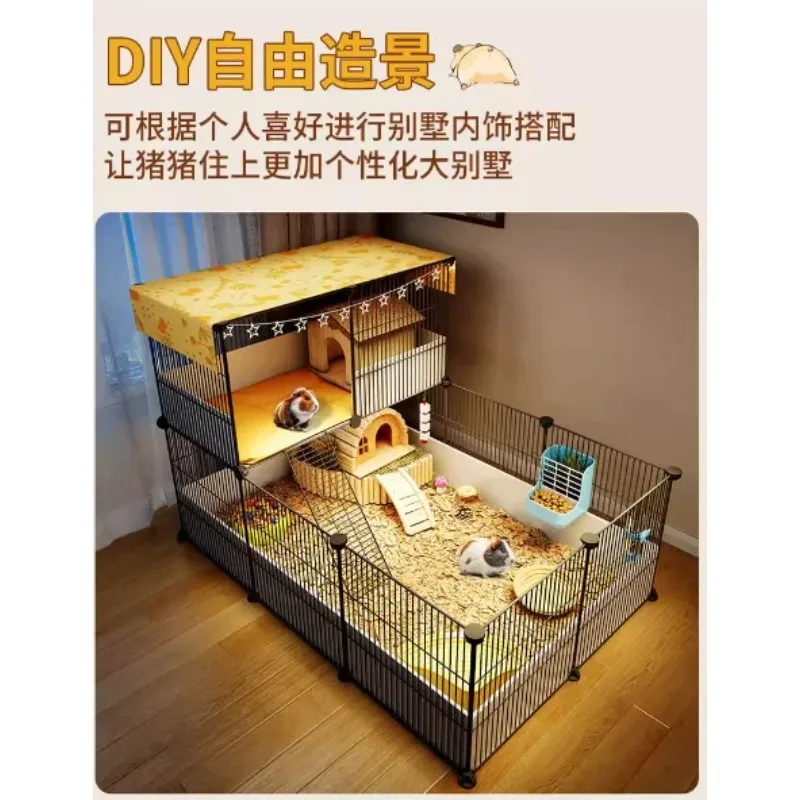 قفص خنزير غينيا فيلا خنزير غينيا مساحة كبيرة مجانية لتقوم بها بنفسك منزلية داخلية صغيرة لحفظ الحيوانات الأليفة السياج