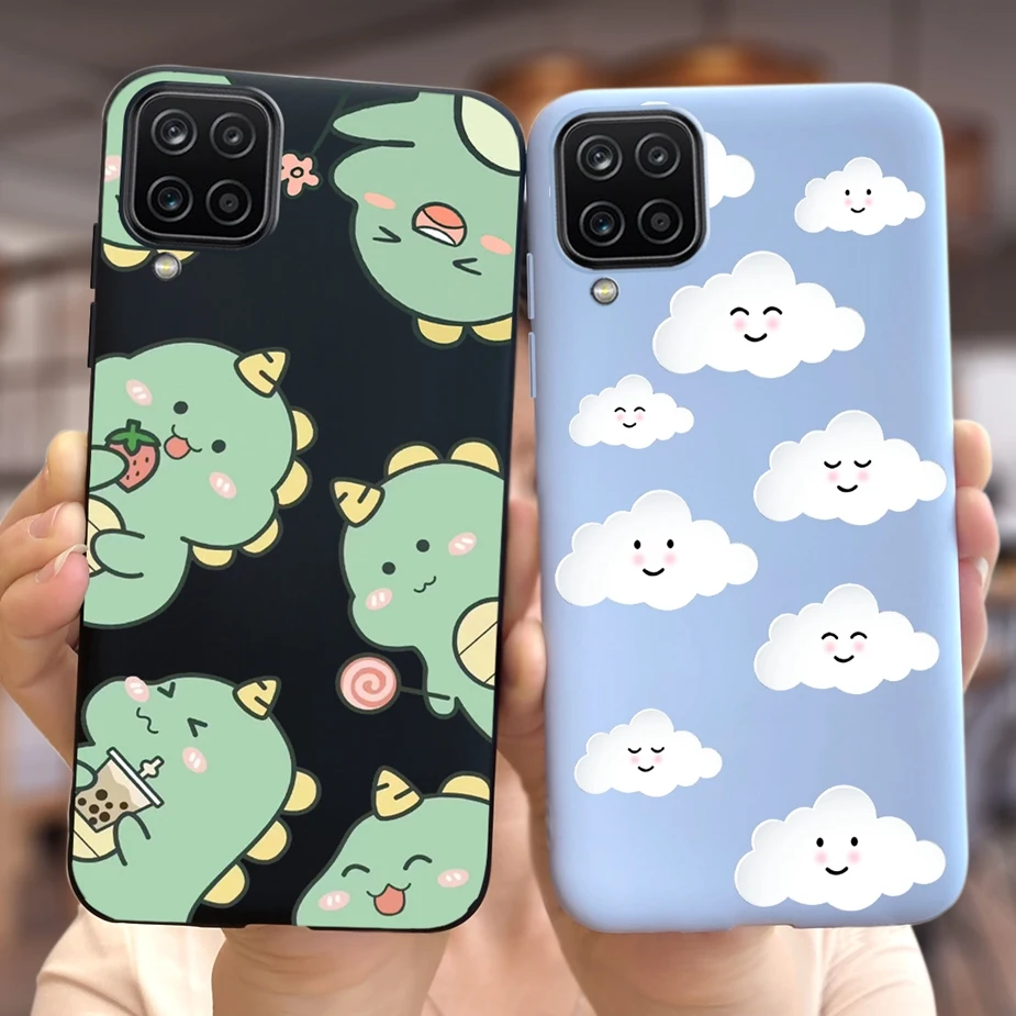 For Samsung Galaxy A12 Case SM-A125F Cute Dinosaur Cartoon Cover Soft Silicone Phone Case For Samsung A12 M 12 Galaxy M12 Bumper