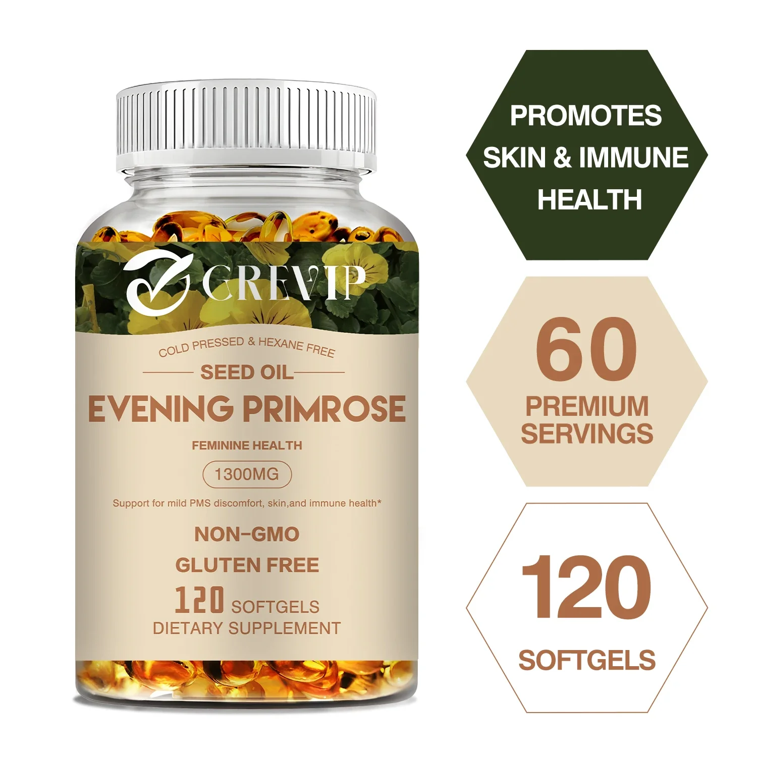 Evening Primrose Capsules - with GLA - Anti-Aging, Whitening, Regulate Hormone Level, Light Spot