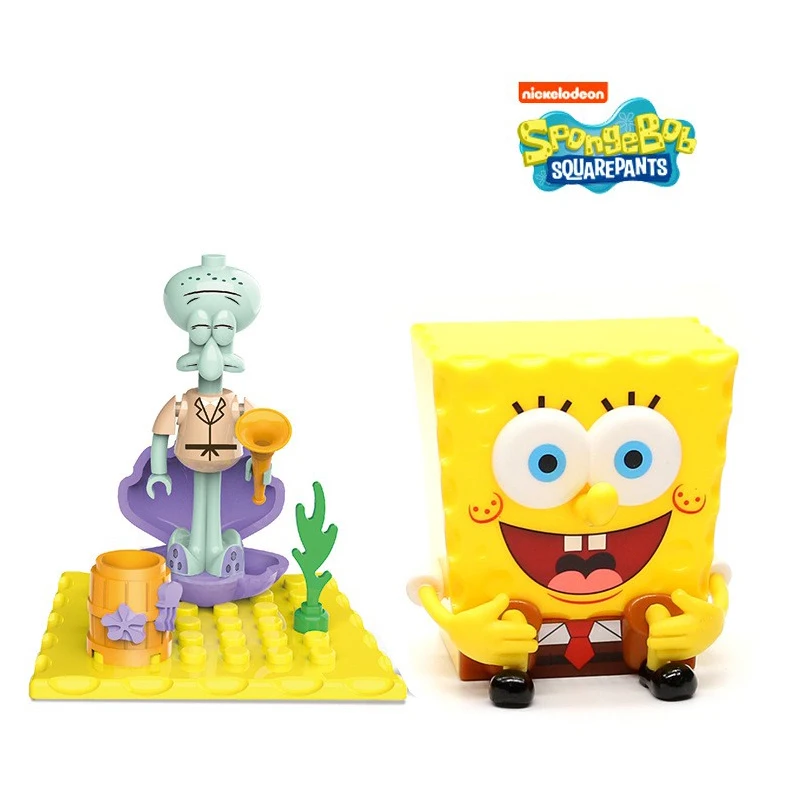 4pcs SpongeBob SquarePants 수제 인형 만화 장식 패트릭 스타 Abs Krabs Squidward Tentacles 그림 어린이 장난감 선물