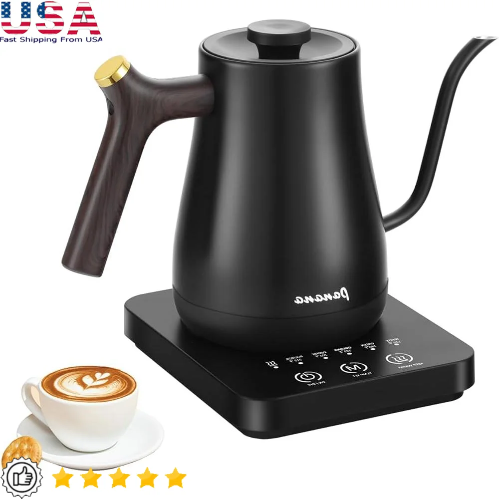 

Gooseneck Electric Kettle with Temperature Control LCD Display Fast Heating Coffee Tea Hot Cocoa Safe Boil Dry Protection
