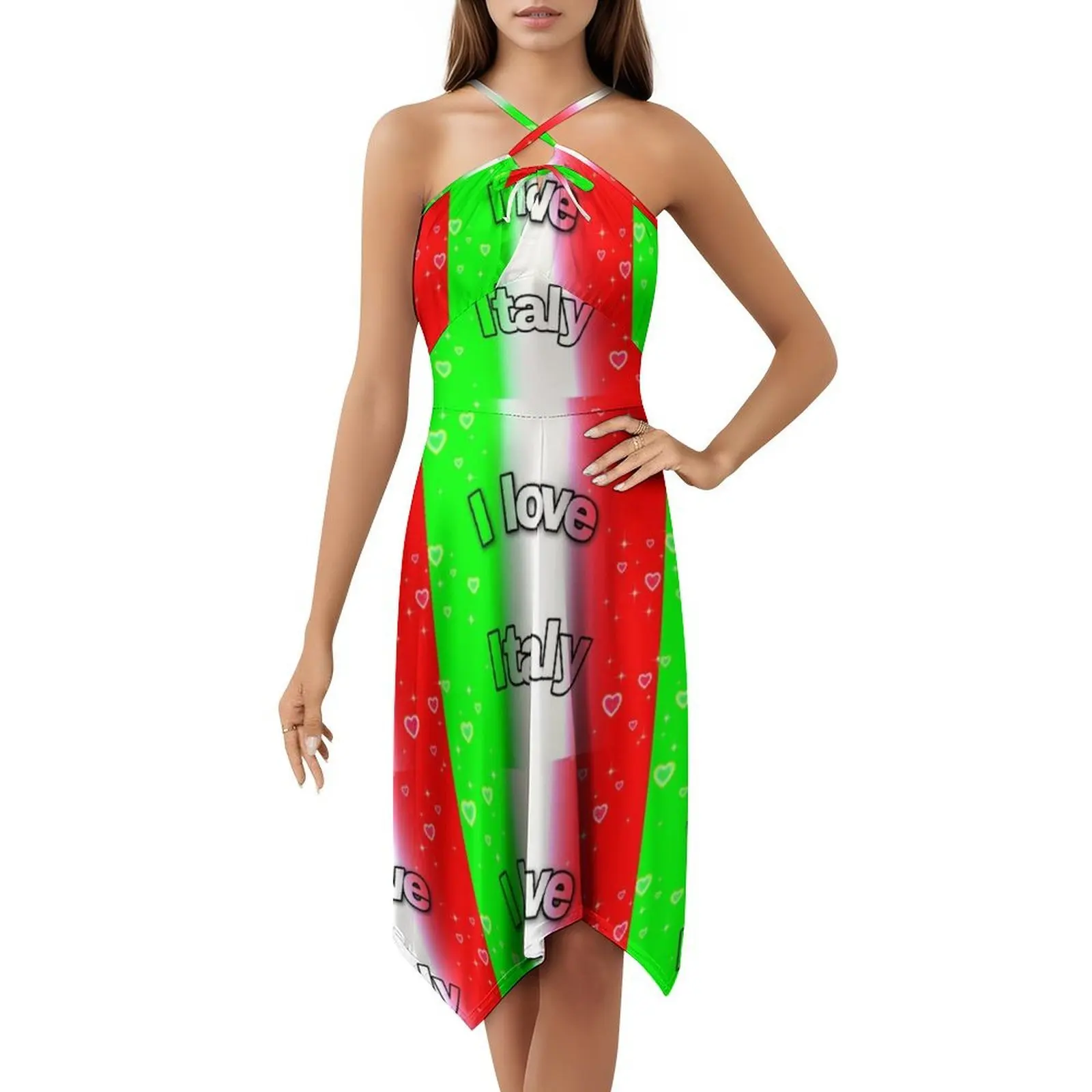 أنا أحب إيطاليا فستان بوهيمي عتيق بأكمام منتفخة أو خيارات بلا أكمام للنساء فستان إيطاليا الحب ثقافة البلد الأطعمة الإيطالية #5