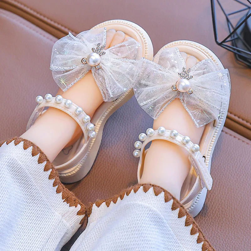 2026 Princess Girls Sandals Summer Children Beach Shoes Girls Open-toed Sandals Soft PU Leather Flat Kids Sandals For Girl