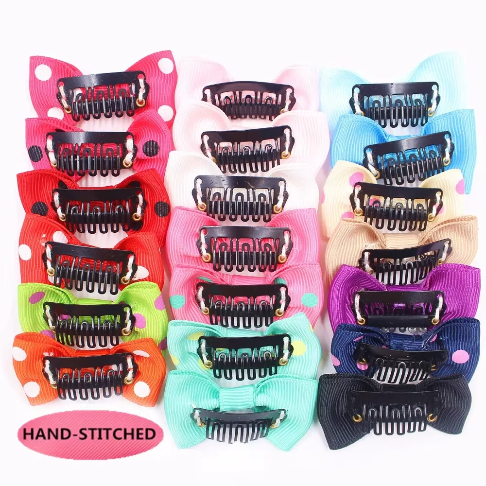16Pcs Baby Girl Hair Clips Solid Style Barrettes for Kids Infant Hairbows hand sewn hair combs for Children hair accessories