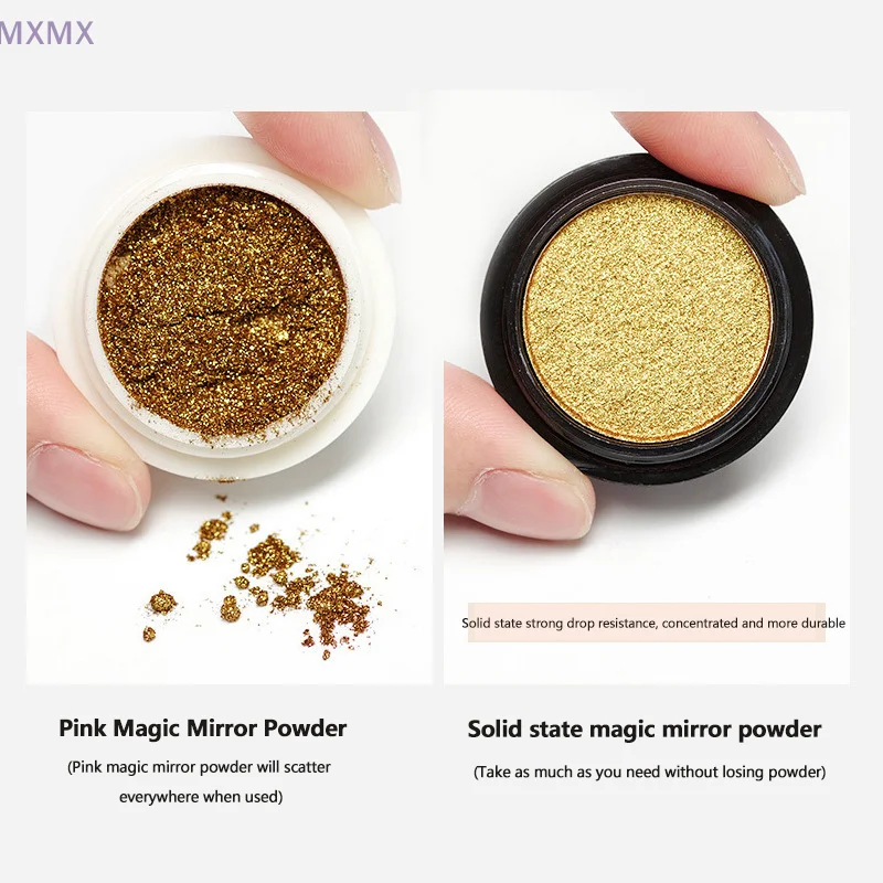 6 kolorów lustro Aurora stały brokat do paznokci galwanizowany kolorowy proszek lustrzany z 2 szt. Gąbka w sztyfcie DIY zdobienie paznokci dekoracje