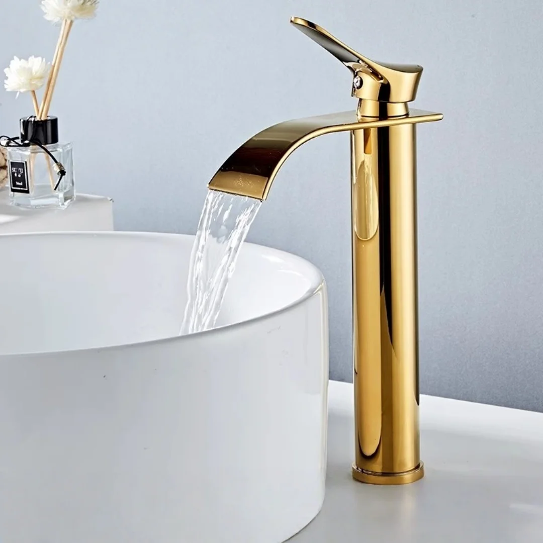 

Bathroom Faucet Gold Basin Faucet Hot & Cold Brass Bathroom Sink Faucet Black Waterfall Faucet Nickel Lavotory Mixer Water Tap