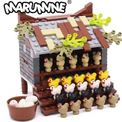 Marumine Brick Model MOC Animal Farm Chicken Shed Bird House Rabbit Nest 173PCS Classic Building Blocks Parts Assembly Toy Set