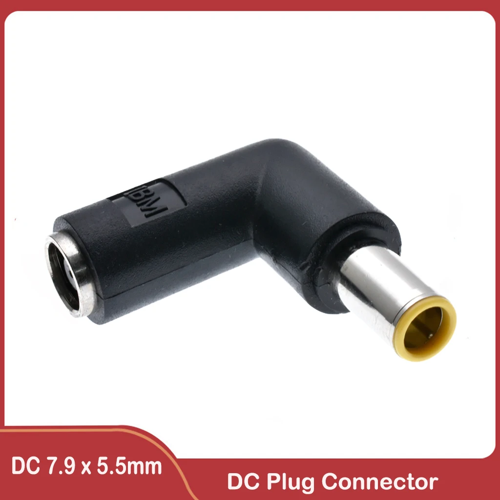 Laptop DC Plug 7.9x5.5mm female to 7.9 x 5.5mm male DC Power Connector Adapter Laptop 90 Degrees Charging Plug for ThinkPad