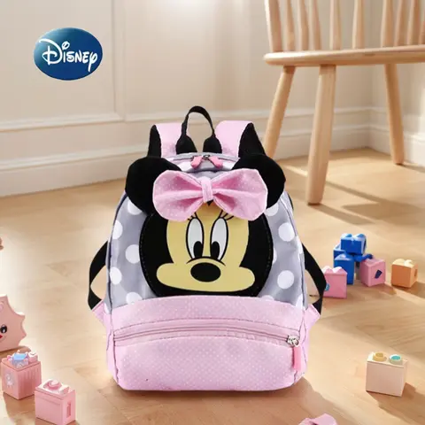 Disney nova mochila 2025 minnie mochila para crianças dos desenhos animados do jardim de infância kawaii rosa mochila como um presente para crianças
