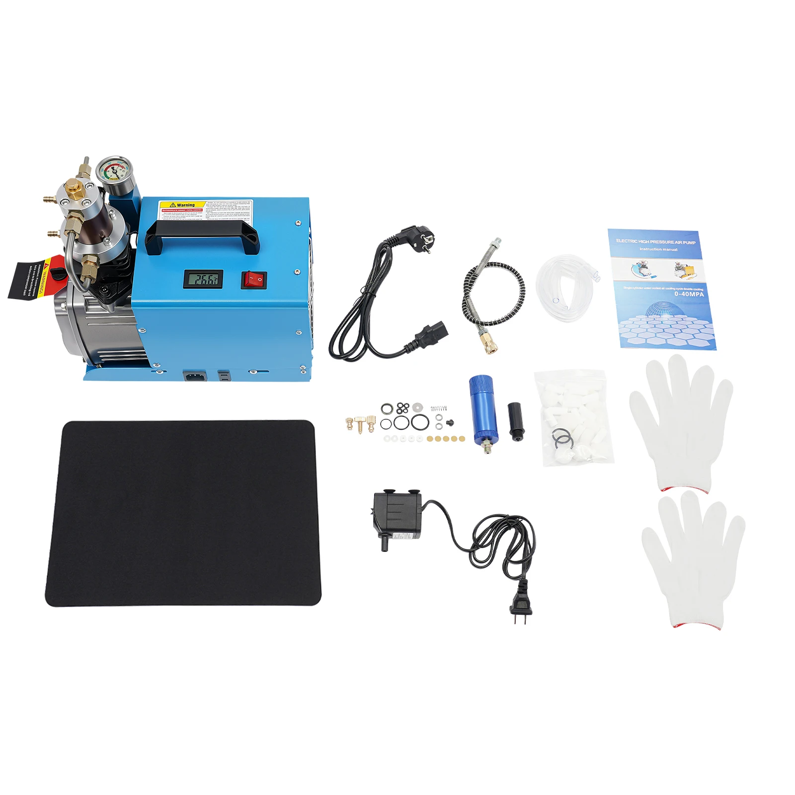 1800W 220V Tragbare Elektrische Hochdruck-Luftpumpe 0-30MPa, Wasser+Luft-Kühlung Asynchronmotor-Inflator mit Wasser-Öl-Abscheider für Garage und Werkstatt – Detail 3