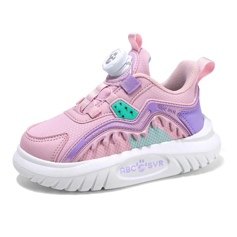 

Новинка осени 202, кроссовки для девочек, детская повседневная обувь с кожаным верхом, легкая детская обувь для бега на мягкой подошве с застежкой на ручке