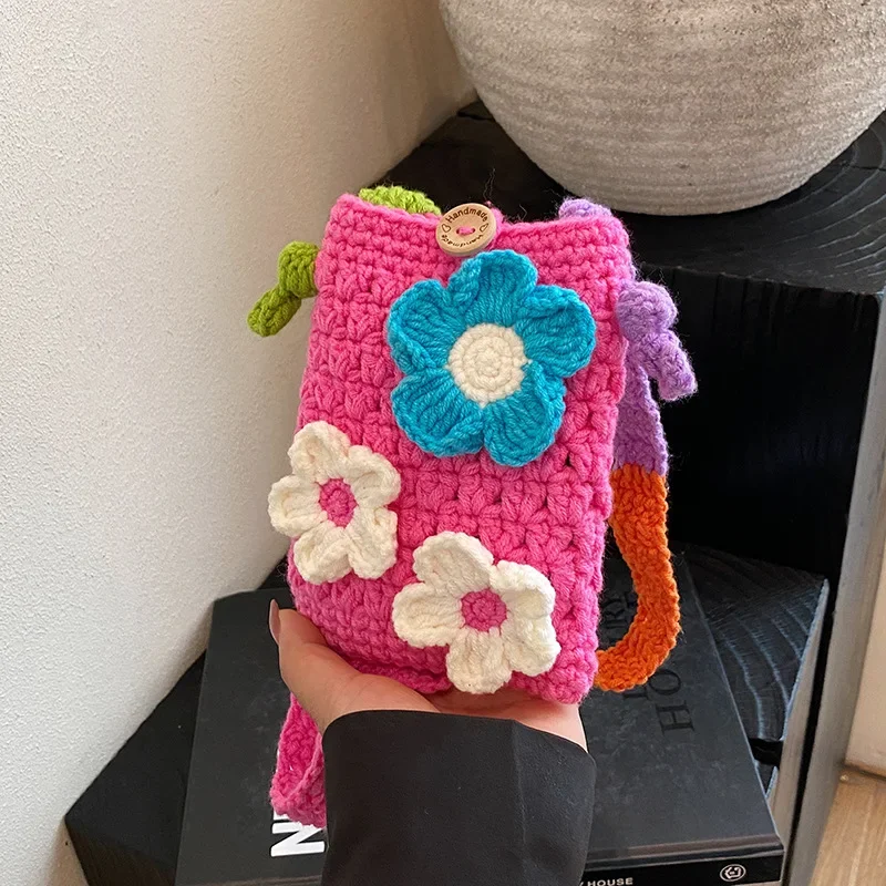 

Women's Forest Style Crossbody Bag Artistic Knitted Flower Design Sweet Stylish Small Fresh Versatile Bag for Ladies