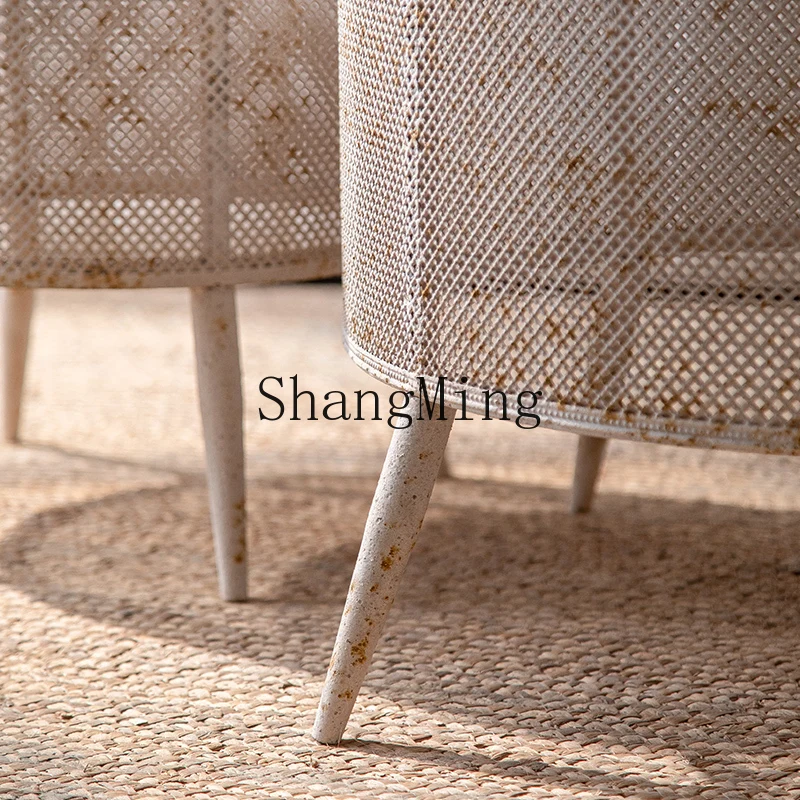 CL mesa pequeno apartamento sala de estar casa ferro forjado retro criativo ferrugem velho sofá borda poucas pequenas mesas redondas