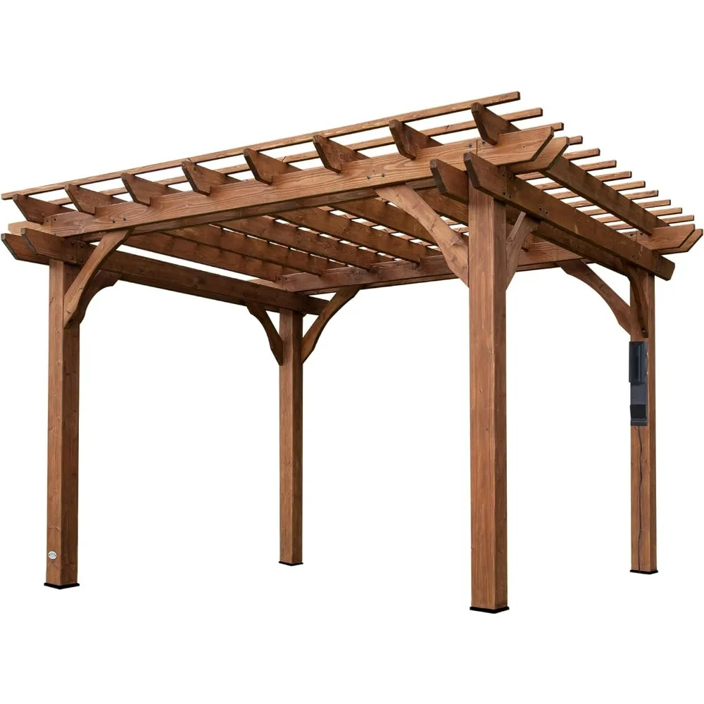 12' By 10' Cedar Wood Pergola, Wind Secure, Strong, Quality Made, Rot Resistant, Concrete Anchors, Spacious,Pergolas