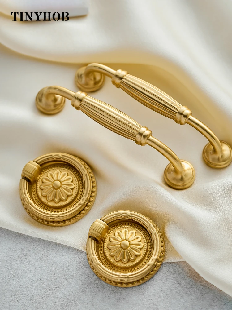 Solid Brass Retro Bronze Kitchen Cabinet Handles  Drawer T-bar Bedroom Wardrobes Gold Long Furniture Door Pull Shoe Cabinets