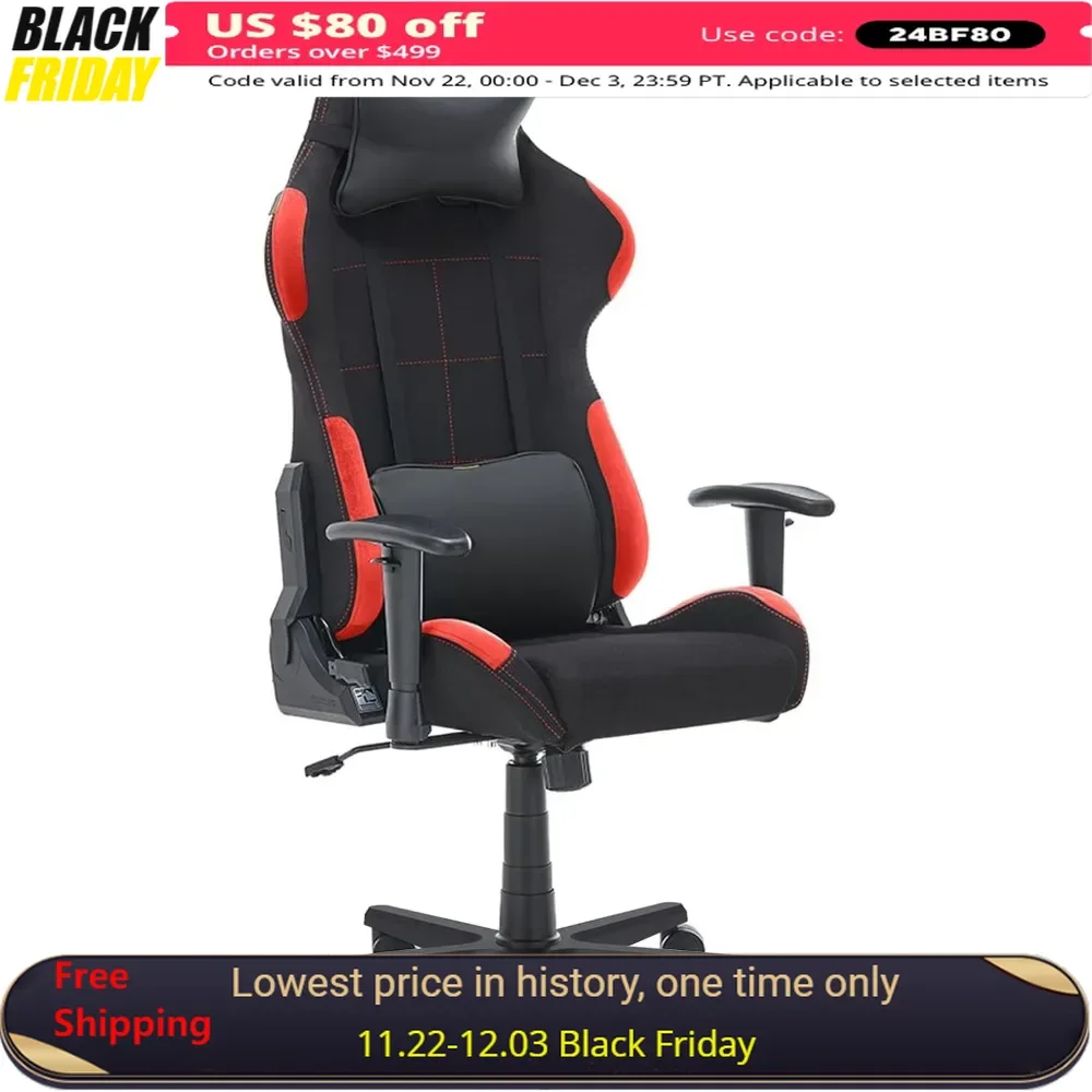 Gaming Chair, Ergonomic Chair, Memory Foam Headrest, Lumbar Support, Water-Resistant Fabric, Computer Chair